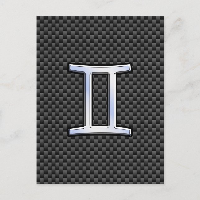Gemini Zodiac Symbol Charcoal Carbon Fiber Style Postcard (Front)