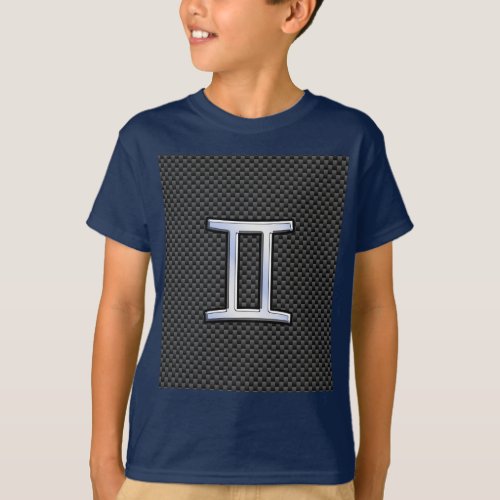 Gemini Zodiac Symbol Charcoal Carbon Fiber Style T_Shirt