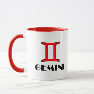 Gemini Zodiac Symbol Designer Mug in Red