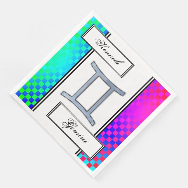 Gemini Zodiac Symbol Element by Kenneth Yoncich Paper Dinner Napkins (Corner)