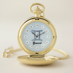 Gemini Zodiac Symbol Element (Cf) by K Yoncich Pocket Watch
