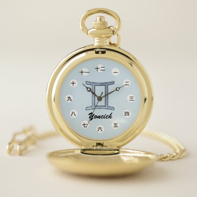 Gemini Zodiac Symbol Element(CHN/JPf)by K Yoncich Pocket Watch (Inside)