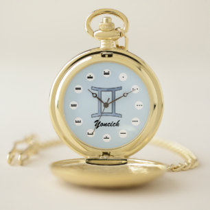 Gemini Zodiac Symbol Element (Mf) by K Yoncich Pocket Watch