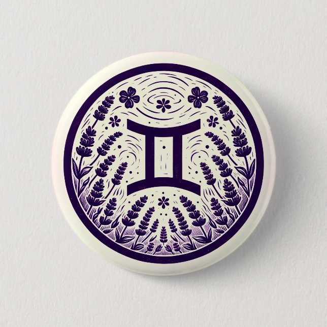 Gemini Zodiac Symbol Geminis Birthday Art          Button (Front)