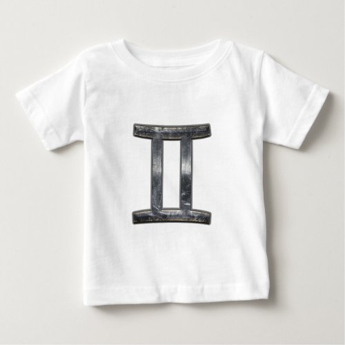 Gemini Zodiac Symbol in Grunge Distressed Style Baby T_Shirt