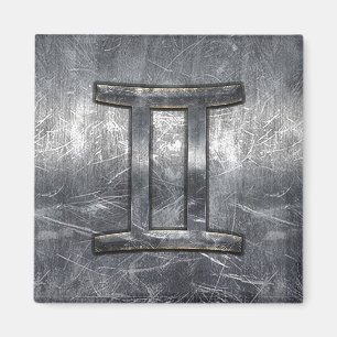 Gemini Zodiac Symbol in Grunge Distressed Style Magnet