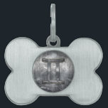 Gemini Zodiac Symbol in Grunge Distressed Style Pet ID Tag<br><div class="desc">A Gemini zodiac sign in a grunge distressed silver metallic steel style background. A modern urban racy design for a great custom birthday gift idea.
Use the "Ask this Designer" link to contact us with your special design requests or for some assistance with your customization project.</div>