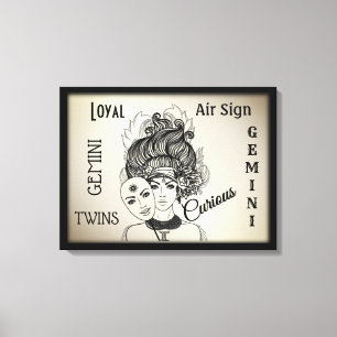 Gemini Zodiac Symbol n Sign Framed Wrapped Canvas