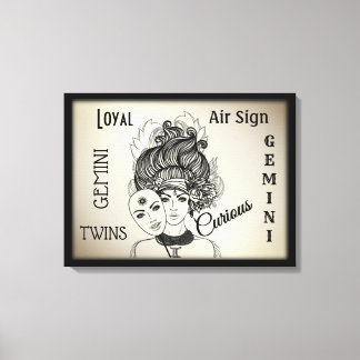 Gemini Zodiac Symbol n Sign Framed Wrapped Canvas