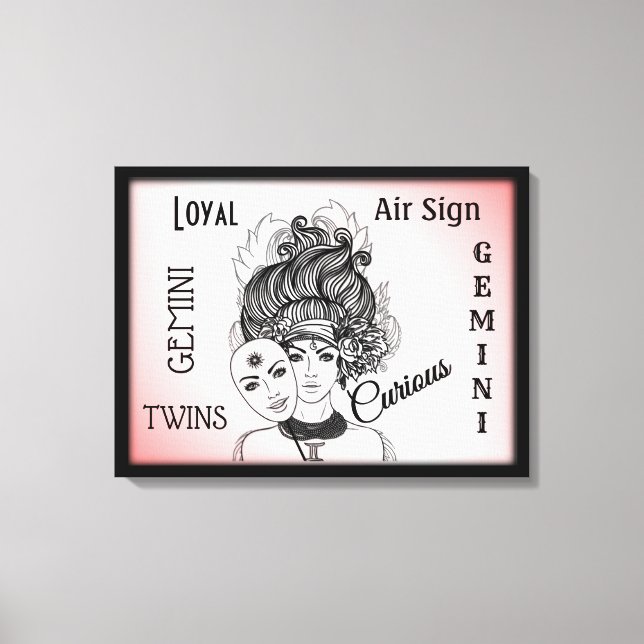 Gemini Zodiac Symbol n Sign Framed Wrapped Canvas (Front)