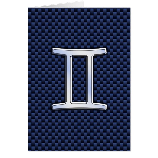 Gemini Zodiac Symbol Navy Blue Carbon Fiber Print (Front)