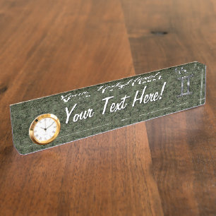 Gemini Zodiac Symbol on Green Digital Camo Desk Name Plate