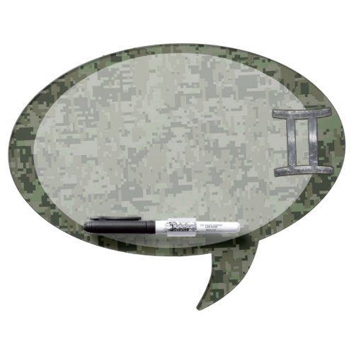 Gemini Zodiac Symbol on Green Digital Camo Dry_Erase Board