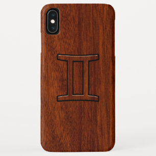 Gemini Zodiac Symbol on Mahogany like Decor iPhone XS Max Case
