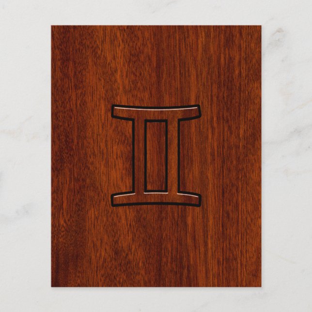 Gemini Zodiac Symbol on Mahogany like Decor Flyer (Front)
