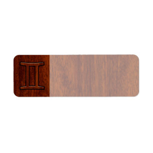 Gemini Zodiac Symbol on Mahogany like Decor Label
