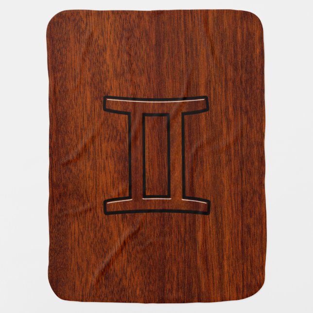 Gemini Zodiac Symbol on Mahogany like Decor Swaddle Blanket (Front)