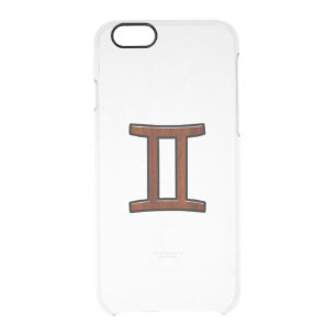 Gemini Zodiac Symbol on Mahogany like Decor Clear iPhone 6/6S Case