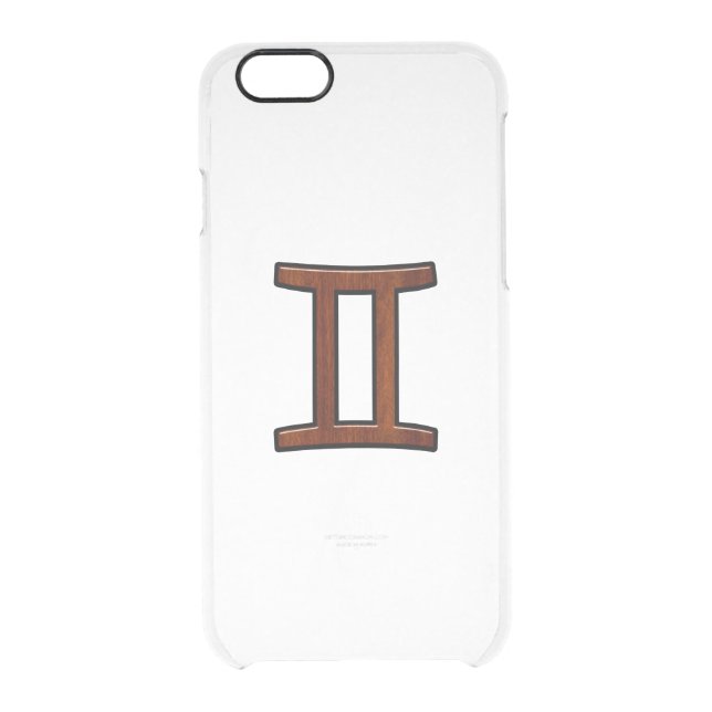 Gemini Zodiac Symbol on Mahogany like Decor Uncommon iPhone Case (Back)
