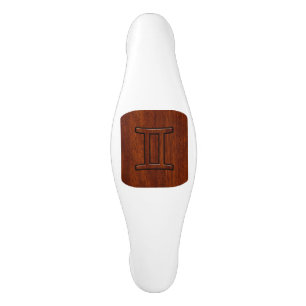 Gemini Zodiac Symbol on Mahogany like print Ceramic Cabinet Pull