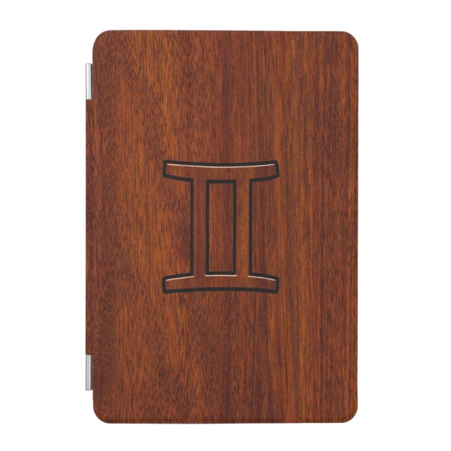 Gemini Zodiac Symbol on Mahogany like print iPad Mini Cover (Front)