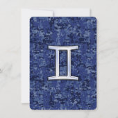 Gemini Zodiac Symbol on Navy Blue Digital Camo (Front)