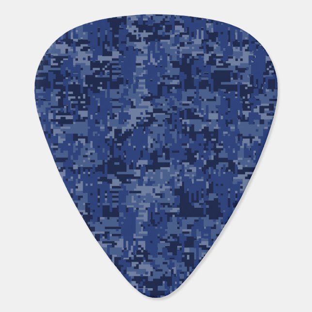 Gemini Zodiac Symbol on Navy Blue Digital Camo Guitar Pick (Back)