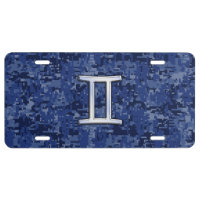 Gemini Zodiac Symbol on Navy Blue Digital Camo