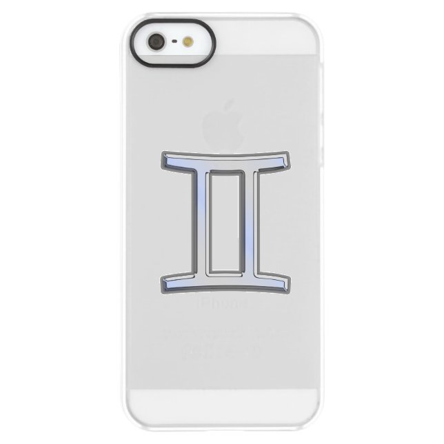 Gemini Zodiac Symbol on Navy Blue Digital Camo Uncommon iPhone Case (Back)