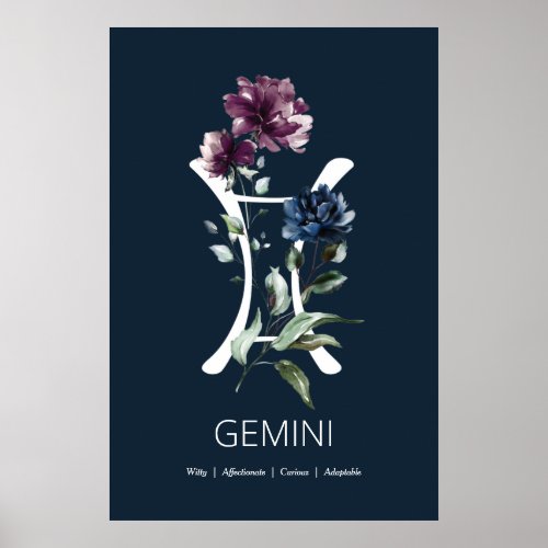 Gemini Zodiac Symbol Poster