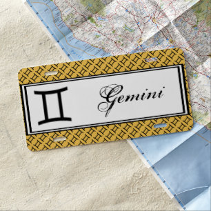 Gemini Zodiac Symbol Standard by Kenneth Yoncich License Plate