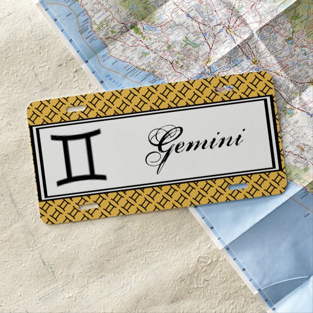 Gemini Zodiac Symbol Standard by Kenneth Yoncich License Plate (In Situ)