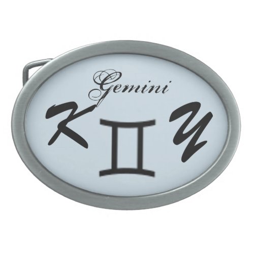 Gemini Zodiac Symbol Standard by Kenneth Yoncich Oval Belt Buckle