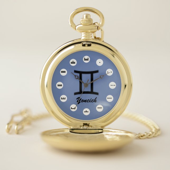 Gemini Zodiac Symbol Standard (Mf) by K Yoncich Pocket Watch (Inside)