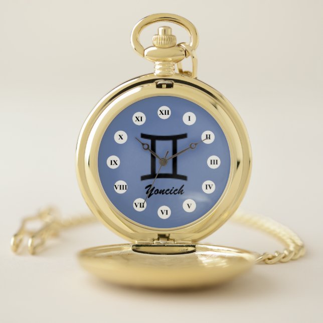 Gemini Zodiac Symbol Standard (Rf) by K Yoncich Pocket Watch (Inside)