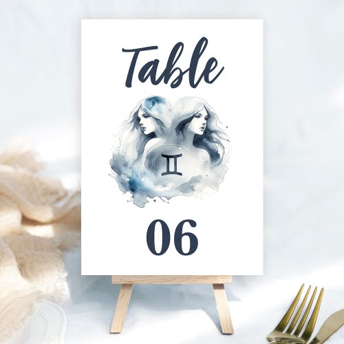 Gemini Zodiac Themed Birthday Party Table Number