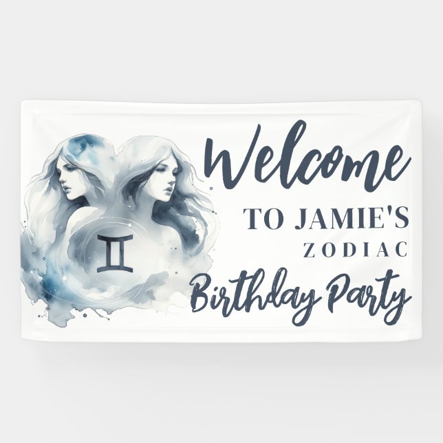 Gemini Zodiac Themed Birthday Party Welcome Sign (Horizontal)