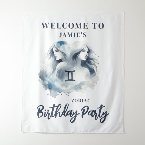 Gemini Zodiac Themed Birthday Party Welcome Sign Tapestry