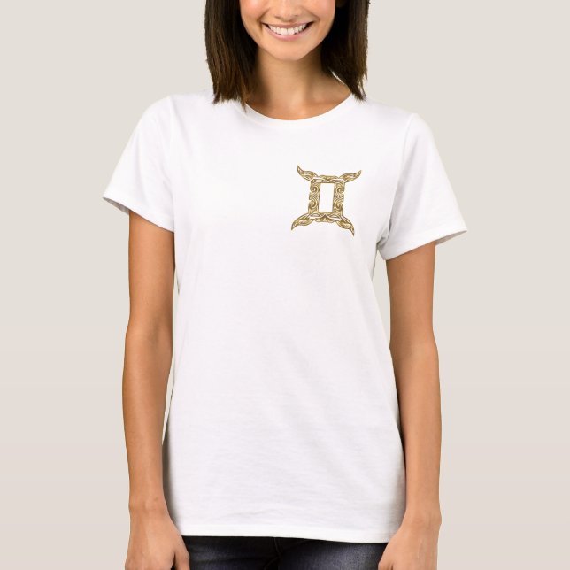 Gemini Zodiac - Tribal Gold T-Shirt (Front)