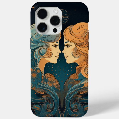 Gemini Zodiac Twin Women Boho Print iPhone 15 Pro Max Case