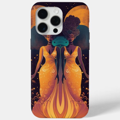 Gemini Zodiac Twin Women Boho Print iPhone 15 Pro Max Case