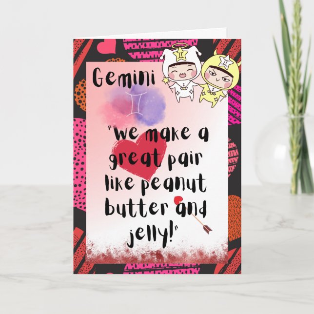Gemini Zodiac Valentines Card (Front)