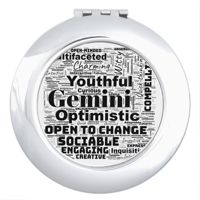 Gemini Zodiac Word Cloud  Compact Mirror (Front)