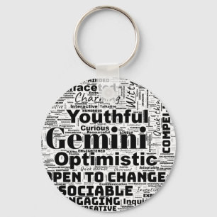 Gemini Zodiac Word Cloud Inspiration Keychain
