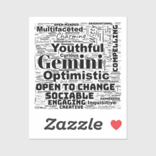 Gemini Zodiac Word Cloud Inspiration Sticker