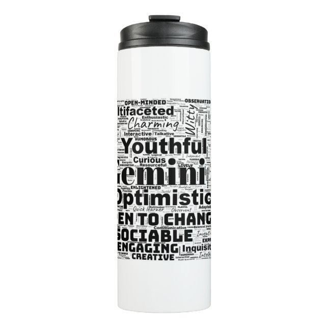 Gemini Zodiac Word Cloud Inspiration Tumblers (Front)