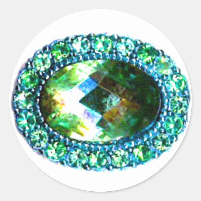 "Gems and Jewels" Classic Round Sticker (Front)
