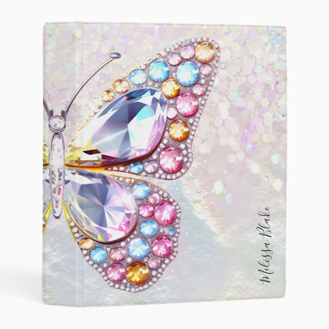 gems butterfly faux glitter mini binder (Front/Spine)