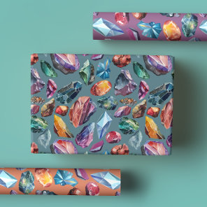 Gems & Crystal Jewel Tone Wrapping Paper Sheets