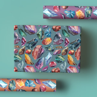 Gems & Crystal Jewel Tone Wrapping Paper Sheets